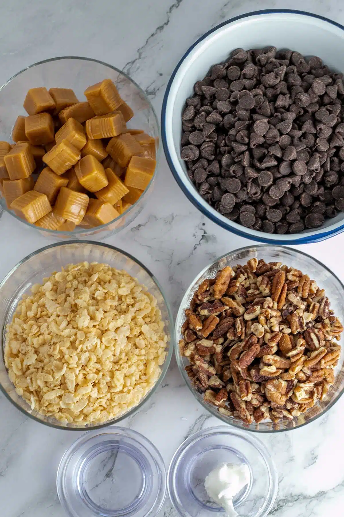 Best chocolate billionaires candy recipe ingredients measured out and ready to start making for the holidays.