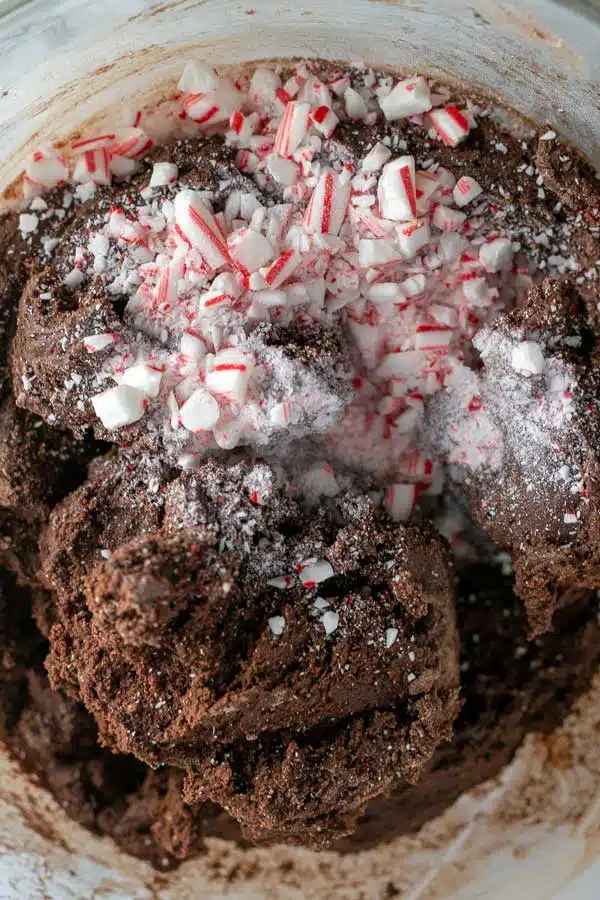 Chocolate peppermint crinkle cookies process photo 9 add crushed peppermint candies or candy canes.