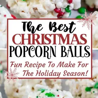 Pin image with text of Christmas popcorn balls.