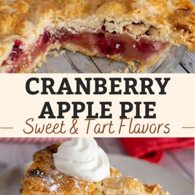 Pin image with text of apple-cranberry pie.