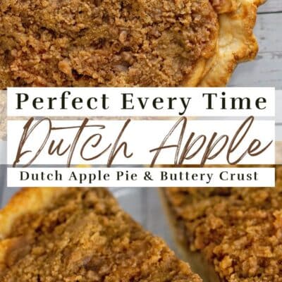 Pin image with text showing dutch apple pie.