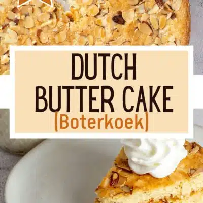 Pin image with text of Dutch butter cake.