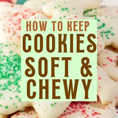 Best ways to keep cookies soft and chewy pin with text title box over sugar cookie image.