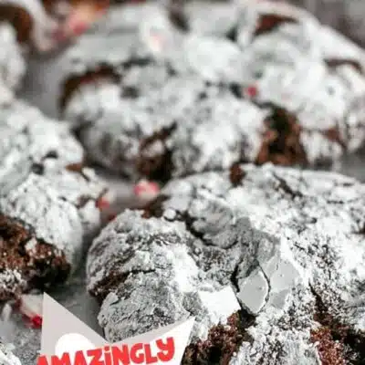 Best chocolate peppermint crinkle cookies recipe pin with text header.
