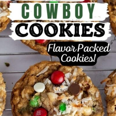 Best Christmas cowboy cookies pin with text title header.