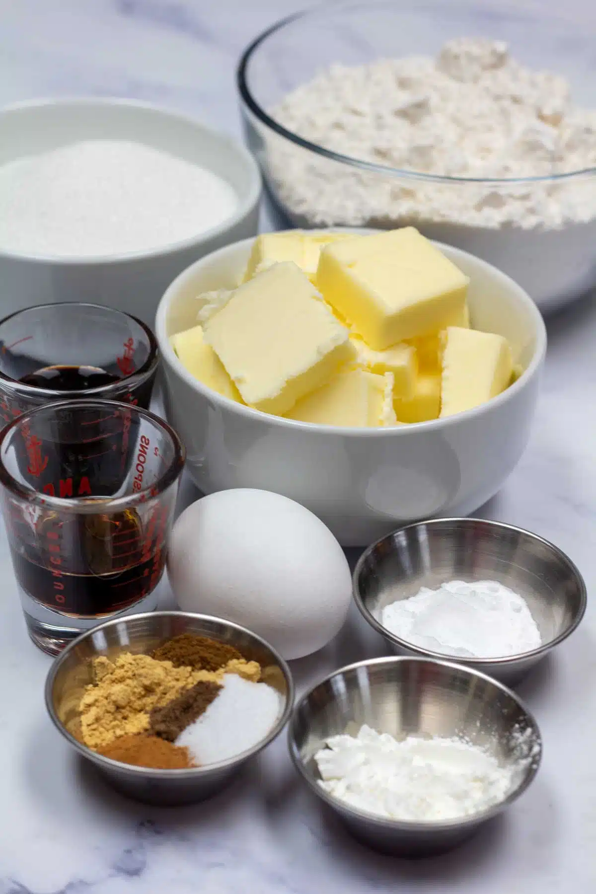 Tall image showing gingerdoodle cookie ingredients.