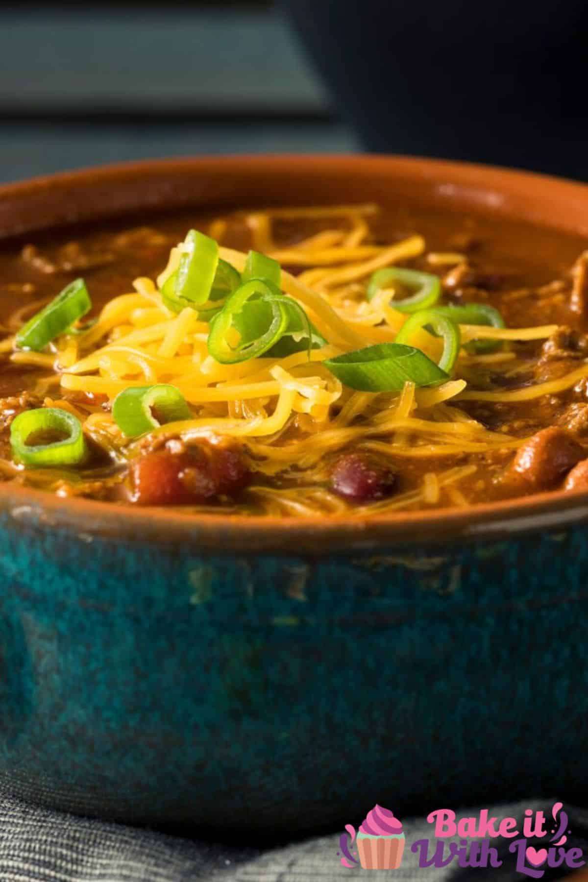 Tall image of chili con carne.