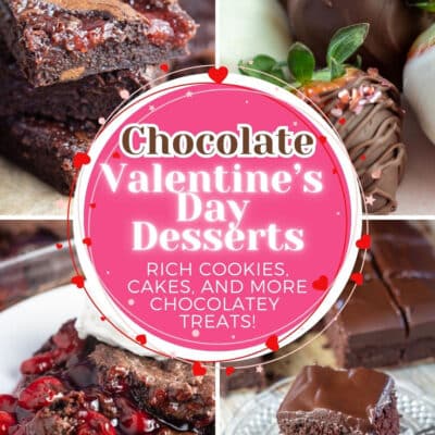 Best Cchocolate Valentine's Day desserts and treats pin featuring a collage of 4 tasty sweets to share with loved ones.