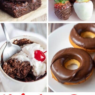 Pin image with text of valentines day chocolate desserts.
