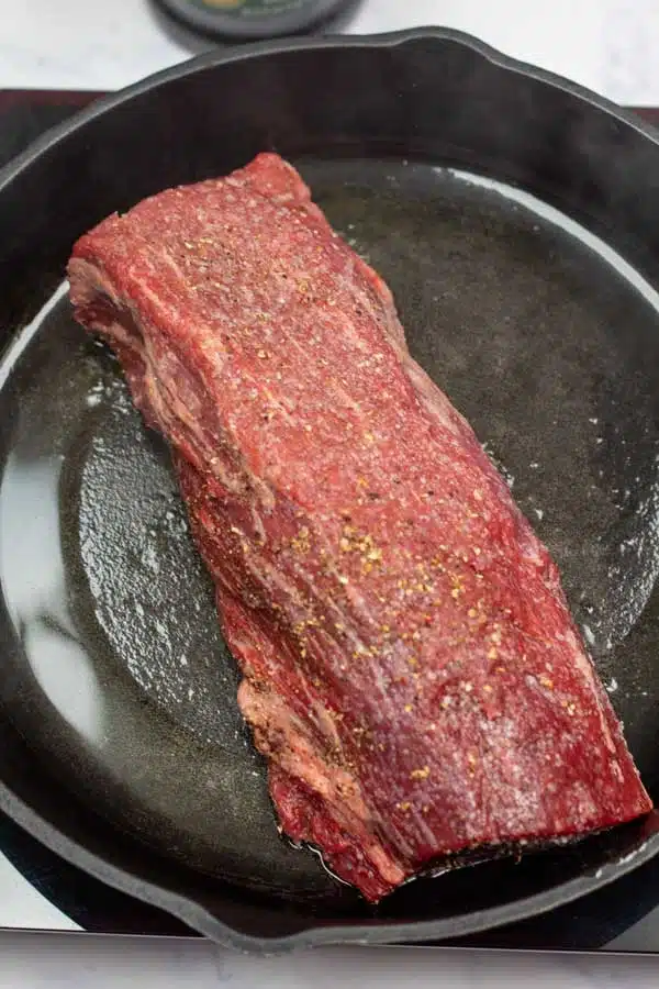 Process image 3 showing searing chateaubriand.