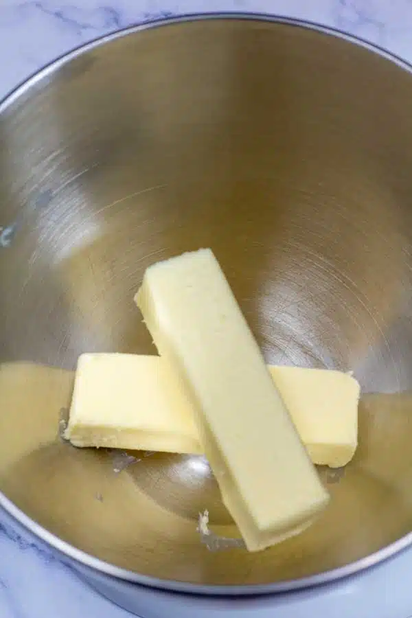 Process image 1 showing butter in a mixing bowl.