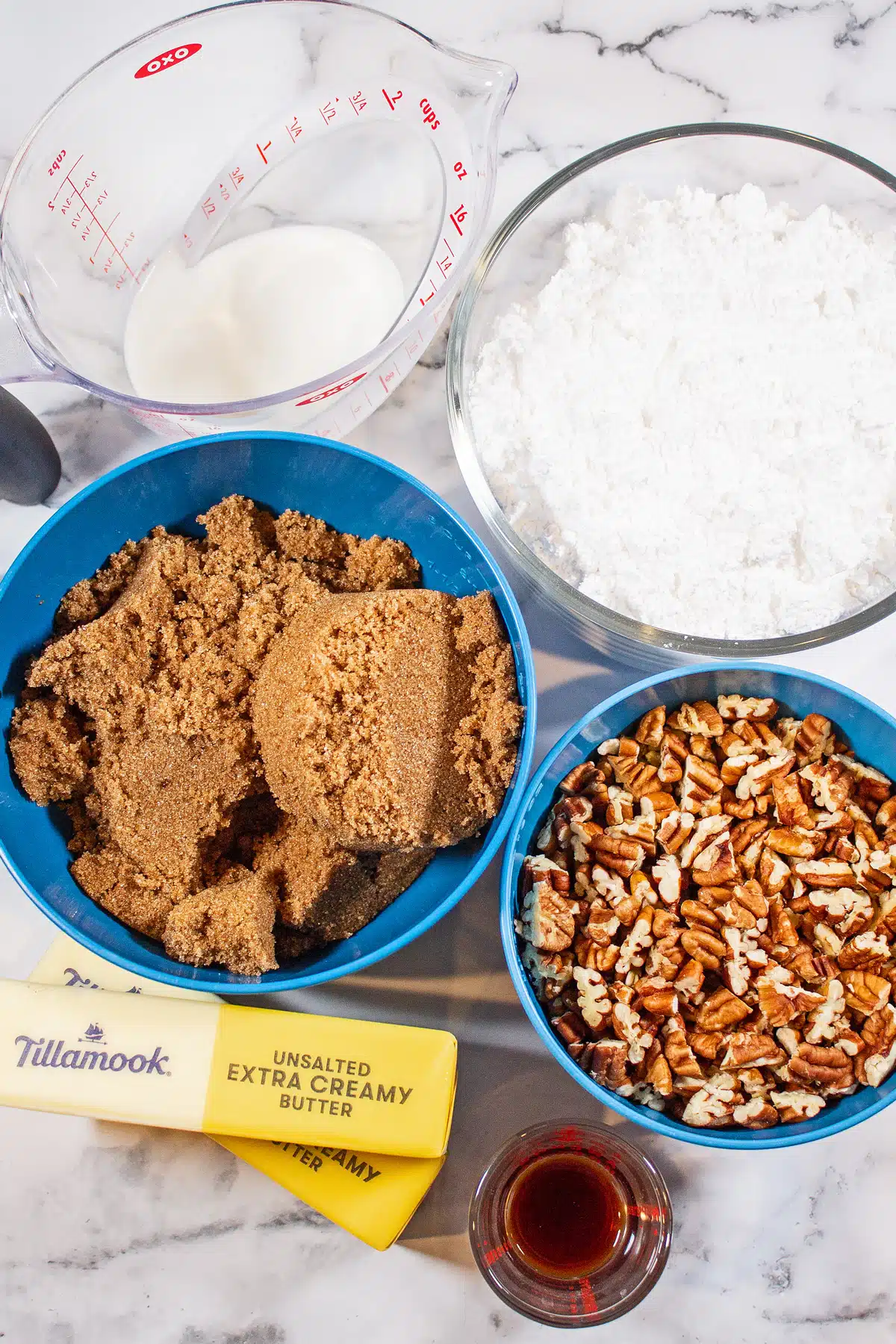 Mexican Pralines ingredients measured out and ready to make this tasty pecan candy.