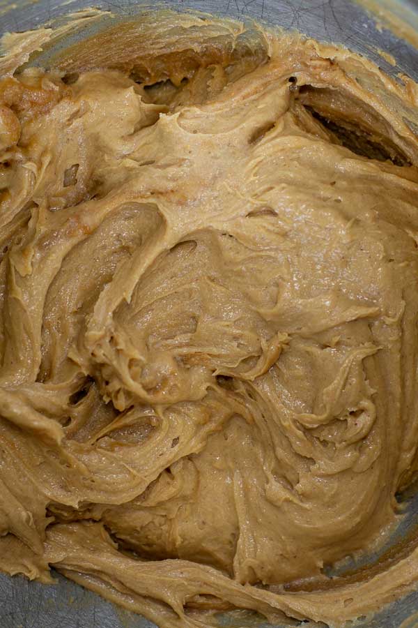 Arašídové máslo Sušenky Nutella proces fotografie 3 těsto spojené.