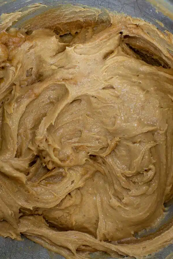 Peanut butter Nutella cookies process photo 3 dough combined.
