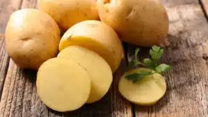 Wide image of starchy potatoes.