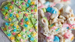 Best shamrock recipes for St. Patricks day collection with a side by side collage of two desserts to make.