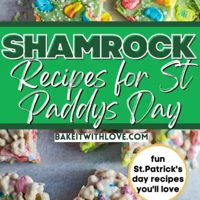 Best shamrock recipes for St. Patrick's day pin with two images and text title box in green between them.