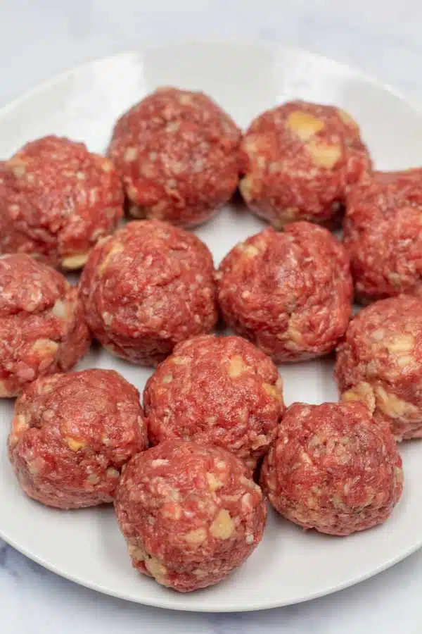 Process image 3 showing meat mixture formed into balls.
