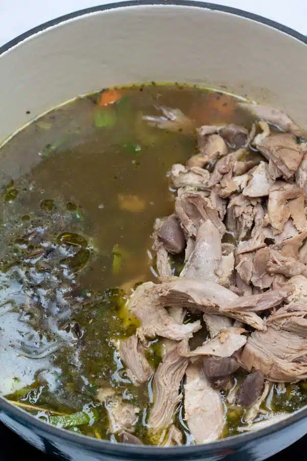 Process image 6 showing added duck meat and wild rice.