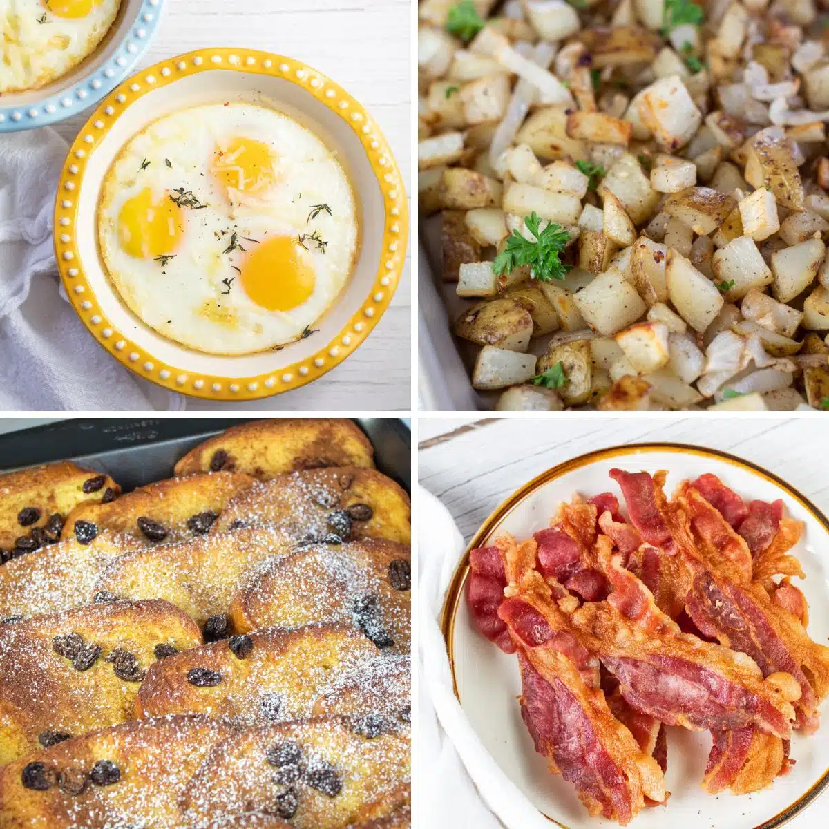 Square split image showing Easter brunch ideas.