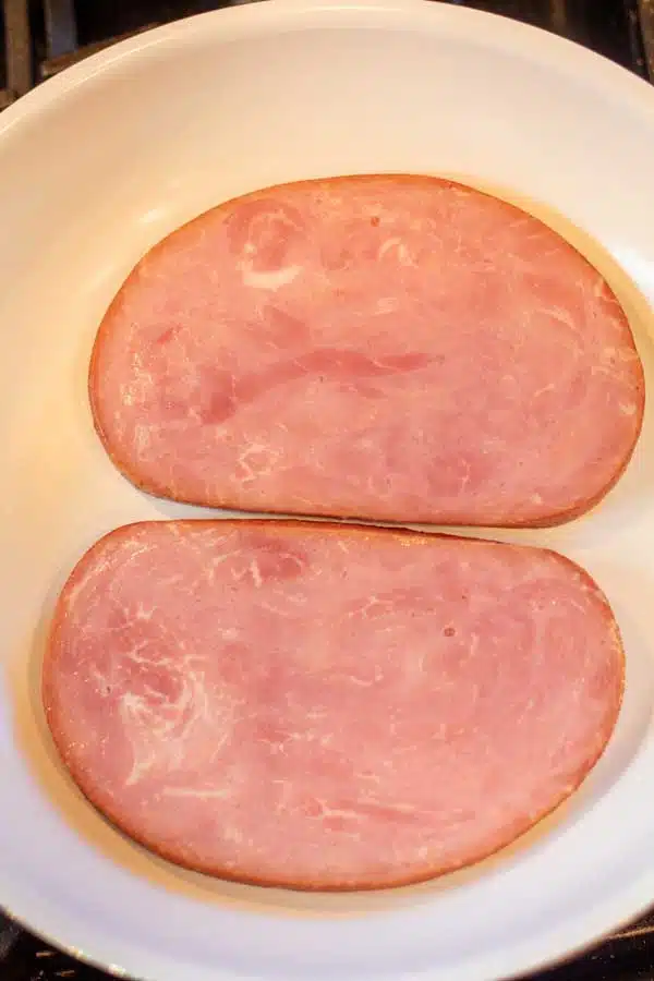 Process image 1 showing searing ham steaks.