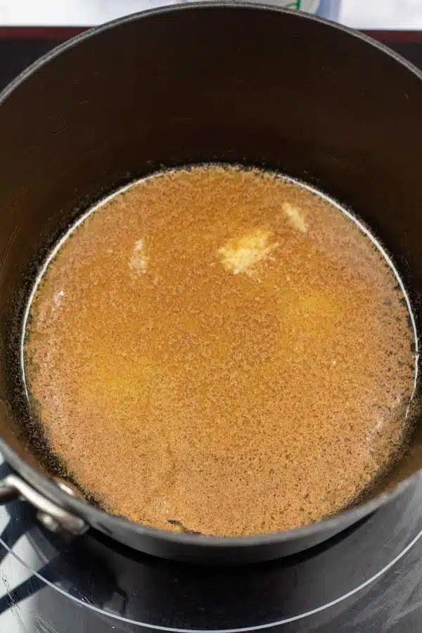 Process image 2 showing melted butter with brown sugar.