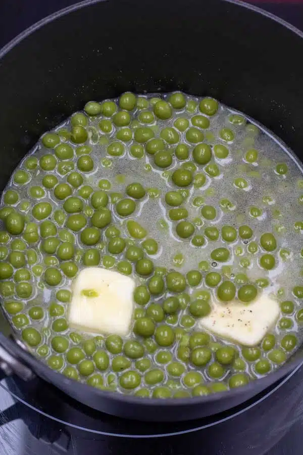 Process image 3 showing cooking peas