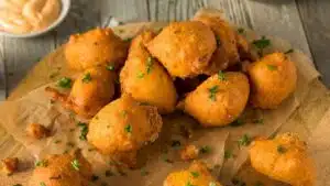 Wide image of Southern hush puppies.