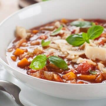 Wide image of instant pot minestrone soup.