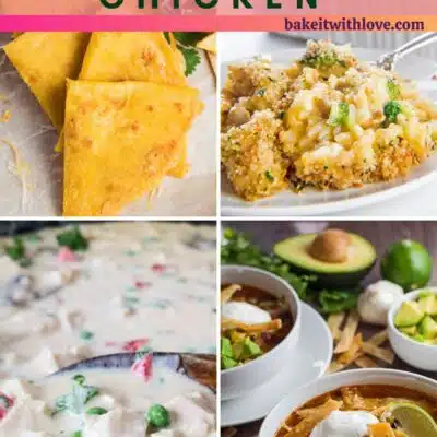 Pin split image with text showing different recipes using leftover fried chicken.