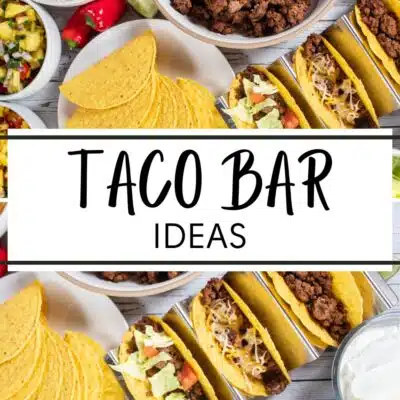Pin image with text of a taco bar layout.