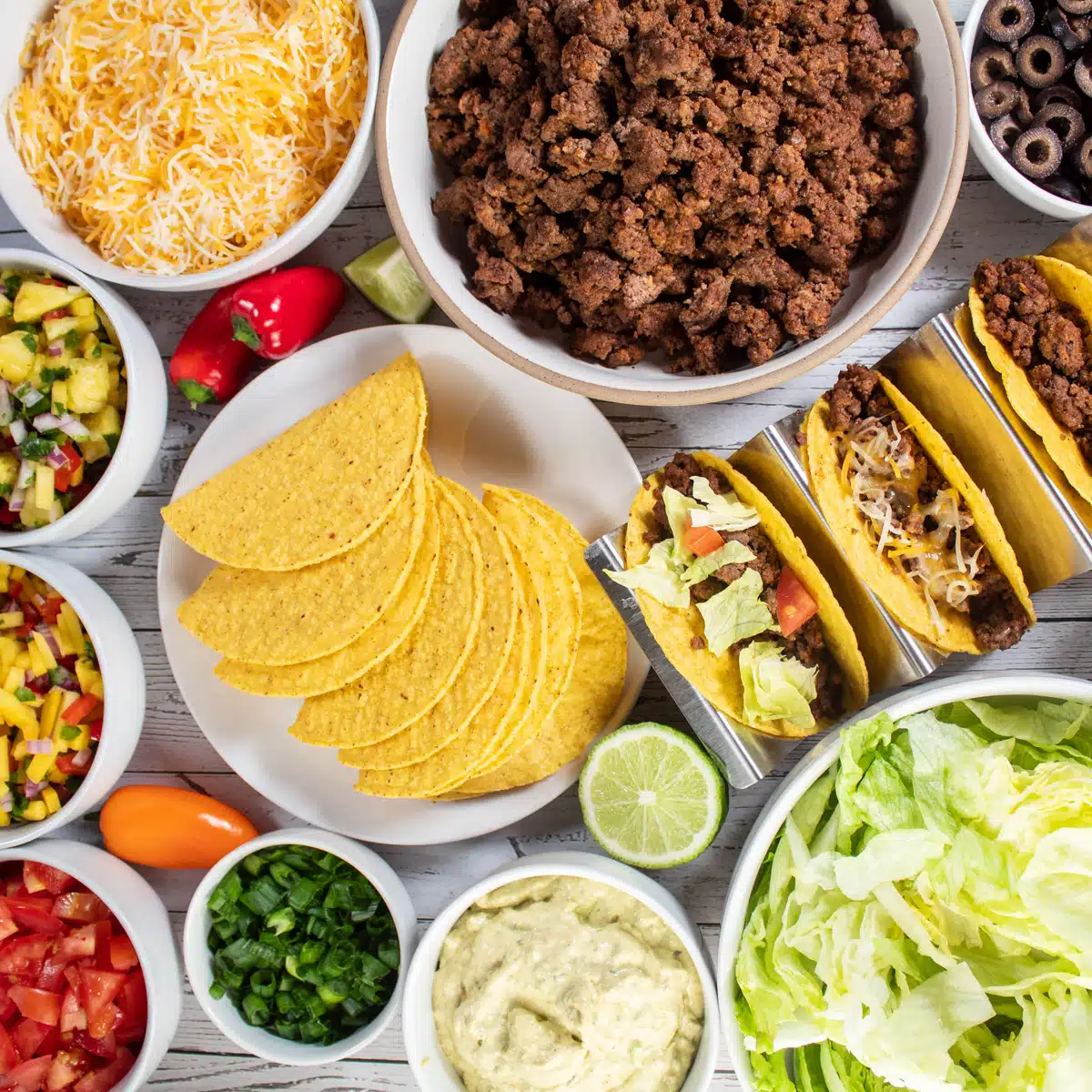 Square image of a taco bar layout.