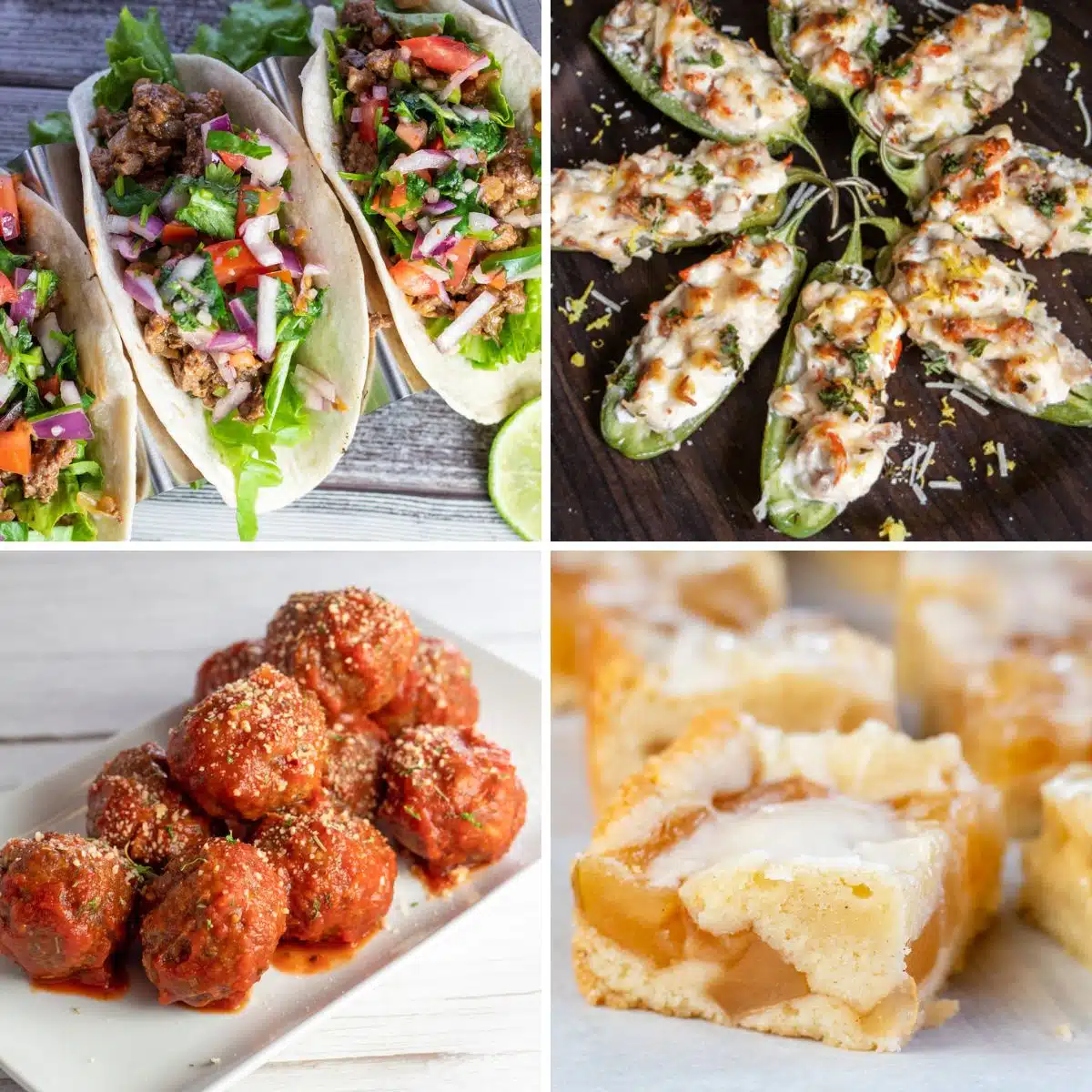 Square split image of different recipe ideas for tailgating food for a crowd.