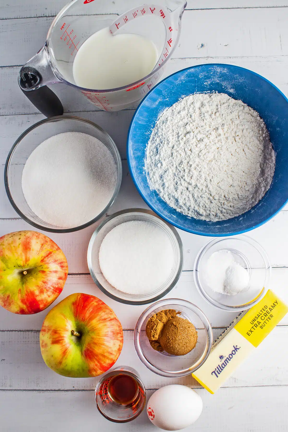 Dutch apple cake ingredients measured out and ready to start baking.