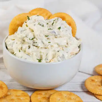 Easy olive dip is an amazingly tasty party dip or appetizer to serve with crackers or vegetables whenever you're entertaining.