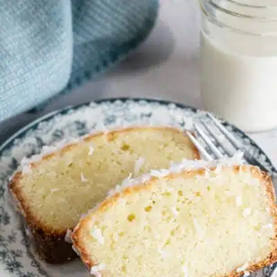 Tender coconut loaf cake is an easy dessert that's holiday worthy for serving up tasty slices like these iced slices.