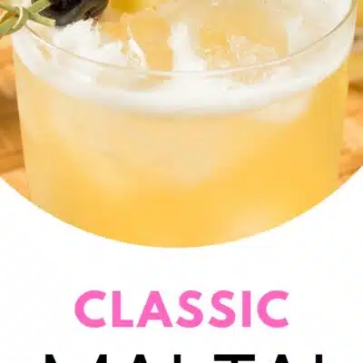 Pin image with text of mai tai cocktail.