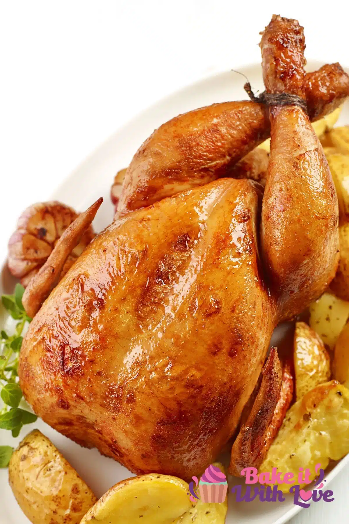 Tall image showing roast capon.