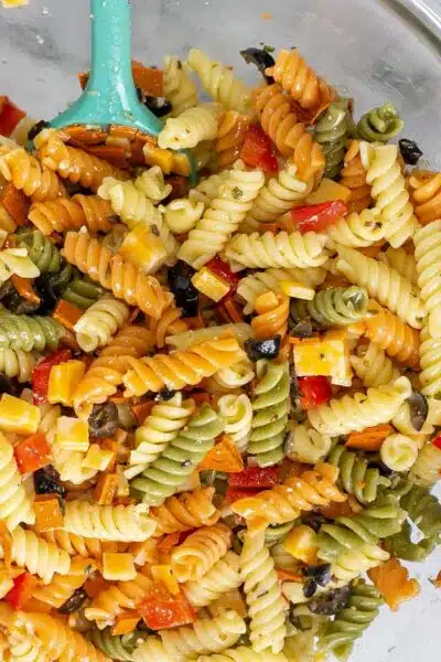 Process image 6 showing combined dressing and pasta.