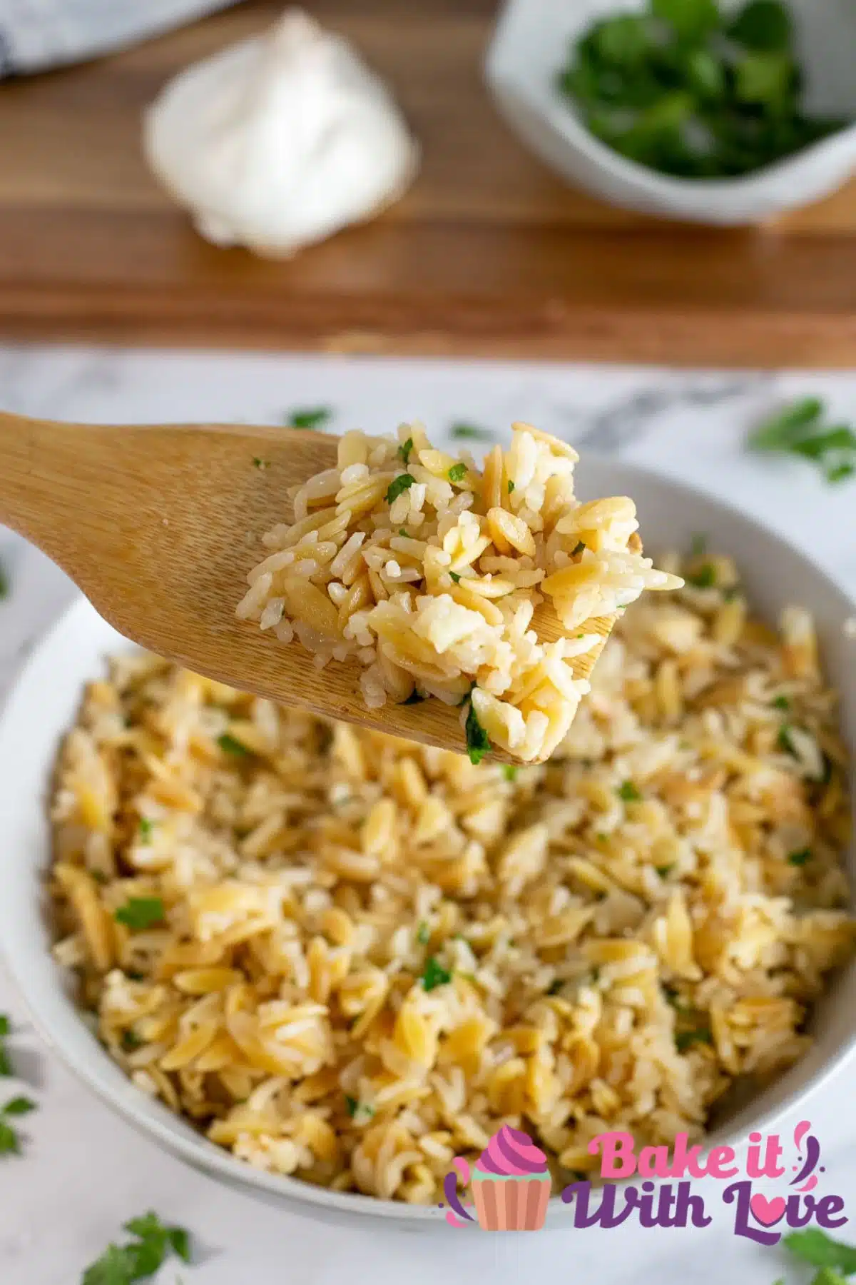 Best rice pilaf recipe cooked to perfection and served with chopped fresh herbs.