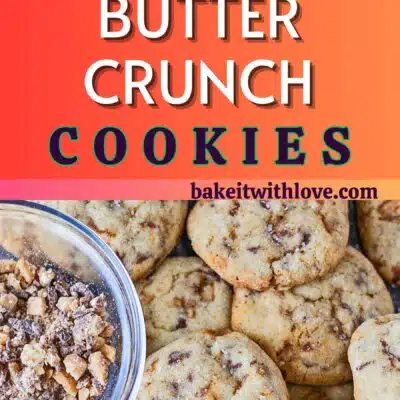 Pin image with text of butter crunch cookies.