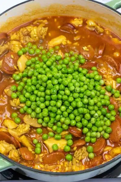 Process 10 showing added peas.