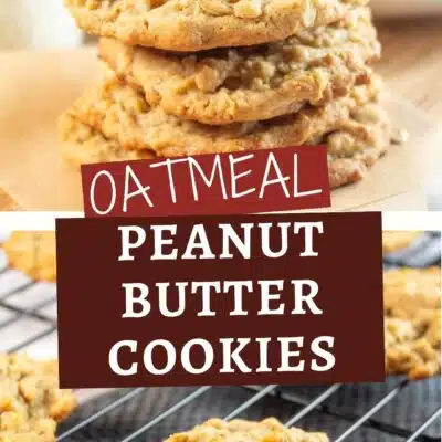 Pin image with text of oatmeal peanut butter cookies.