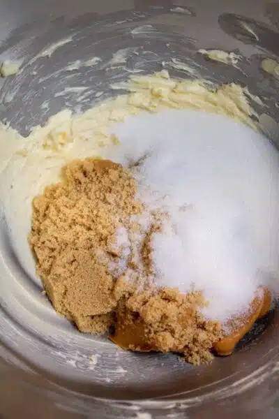 Process image 1 showing butter and sugar with peanut butter.