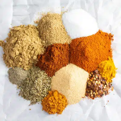 Square image of Southwest seasoning ingredients on a white background.