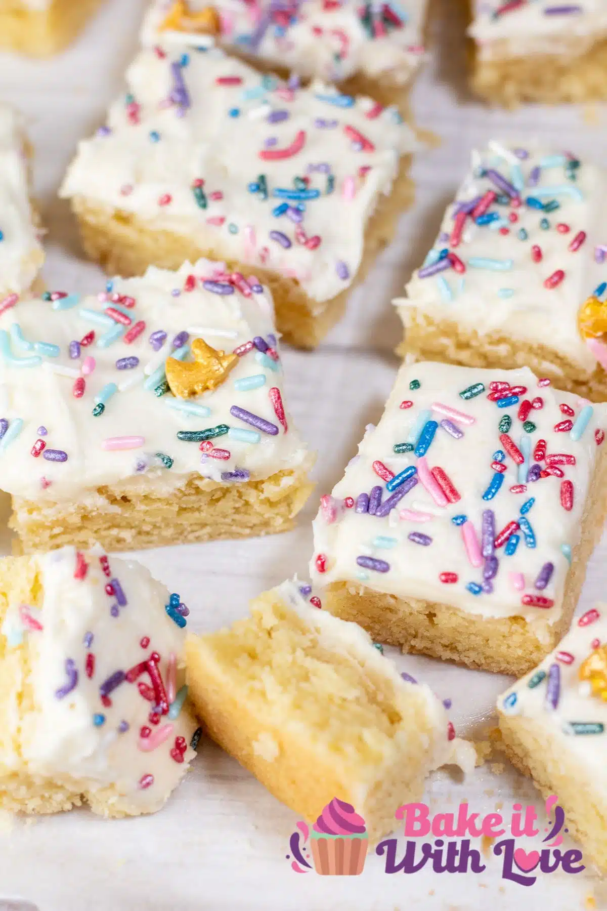Tall image of sugar cookie bars.