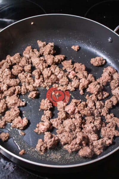 Process image 2 showing browning ground beef.