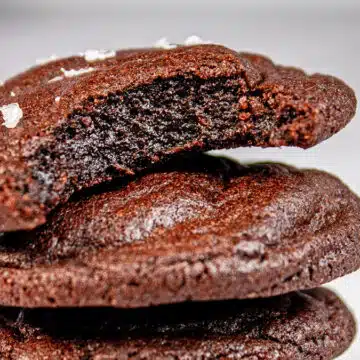 Wide closeup image of chocolate cookies.