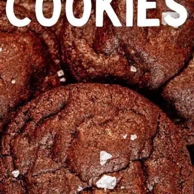 Pin image with text of chocolate cookies.