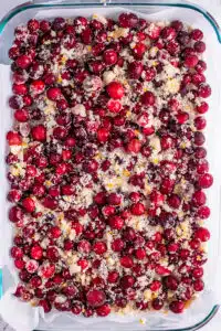 Process image 8 showing cranberry mixture over crumble.
